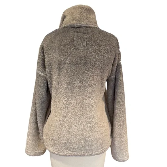 Simply Southern Sherpa Fleece Quarter Zip Pullover Ombre Gray Beige Large - Picture 3 of 10